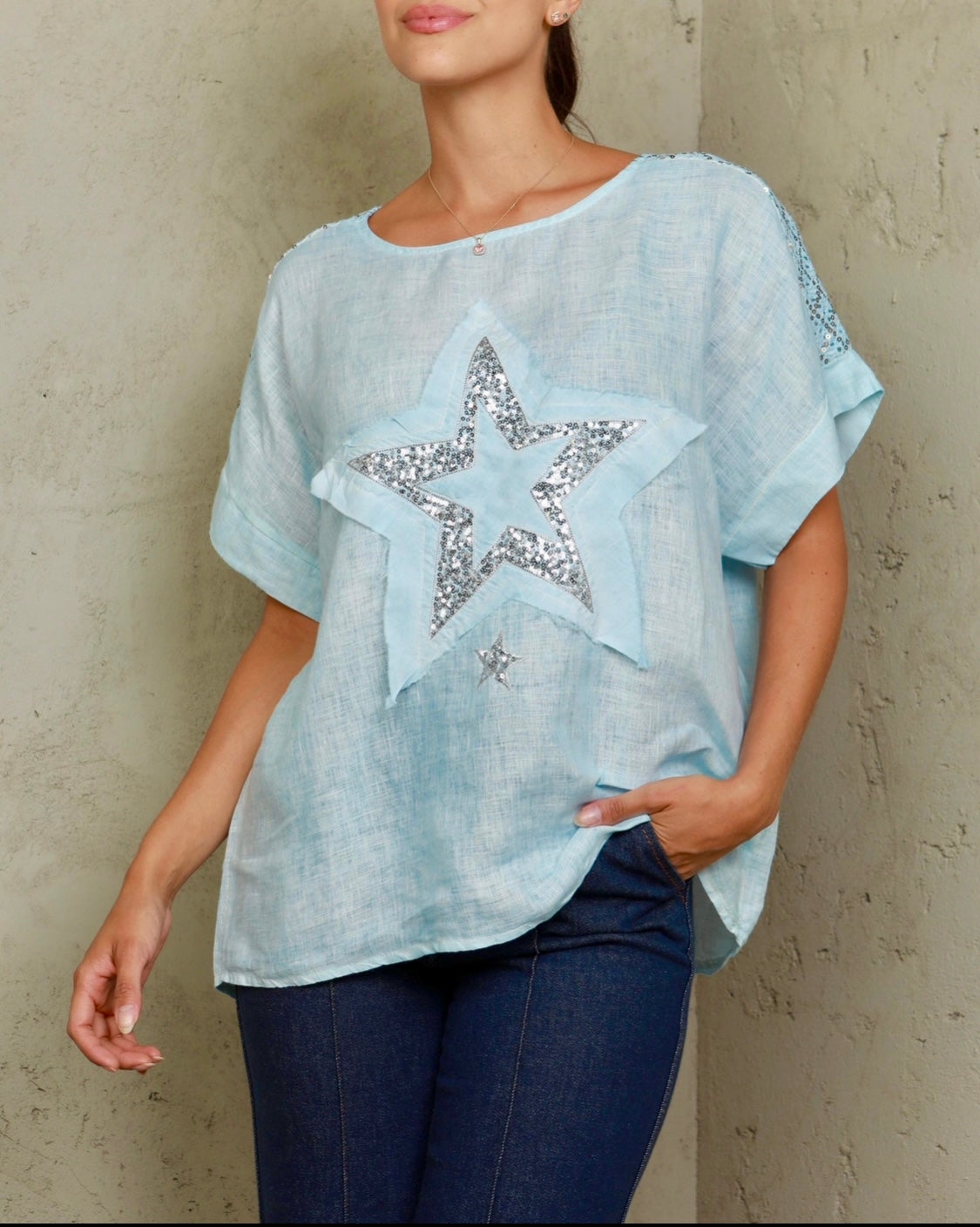 Blusas de Lino con Detalle de Estrellas