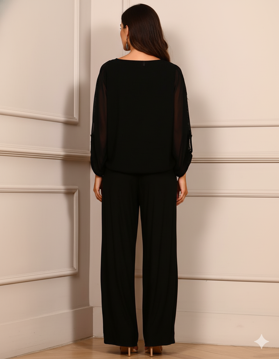 Set de Blusa y Pantalón en Seda negro