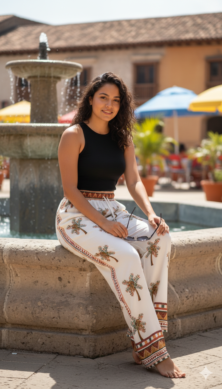 Pantalón Estampado Mediterráneo en Chalis