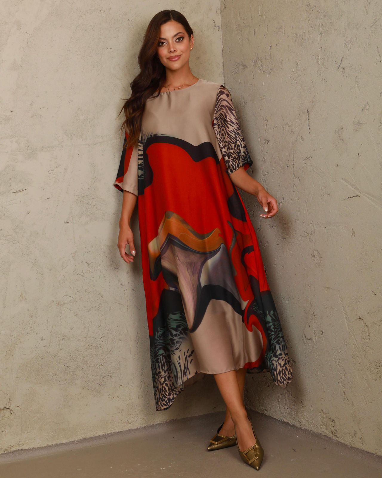 Vestido en Seda Italiana con Estampado