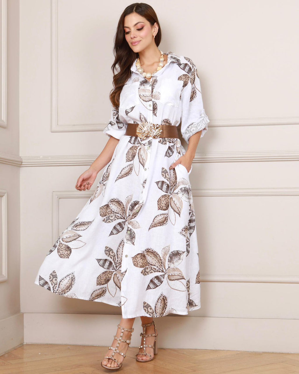 Vestido en Lino con Estampado