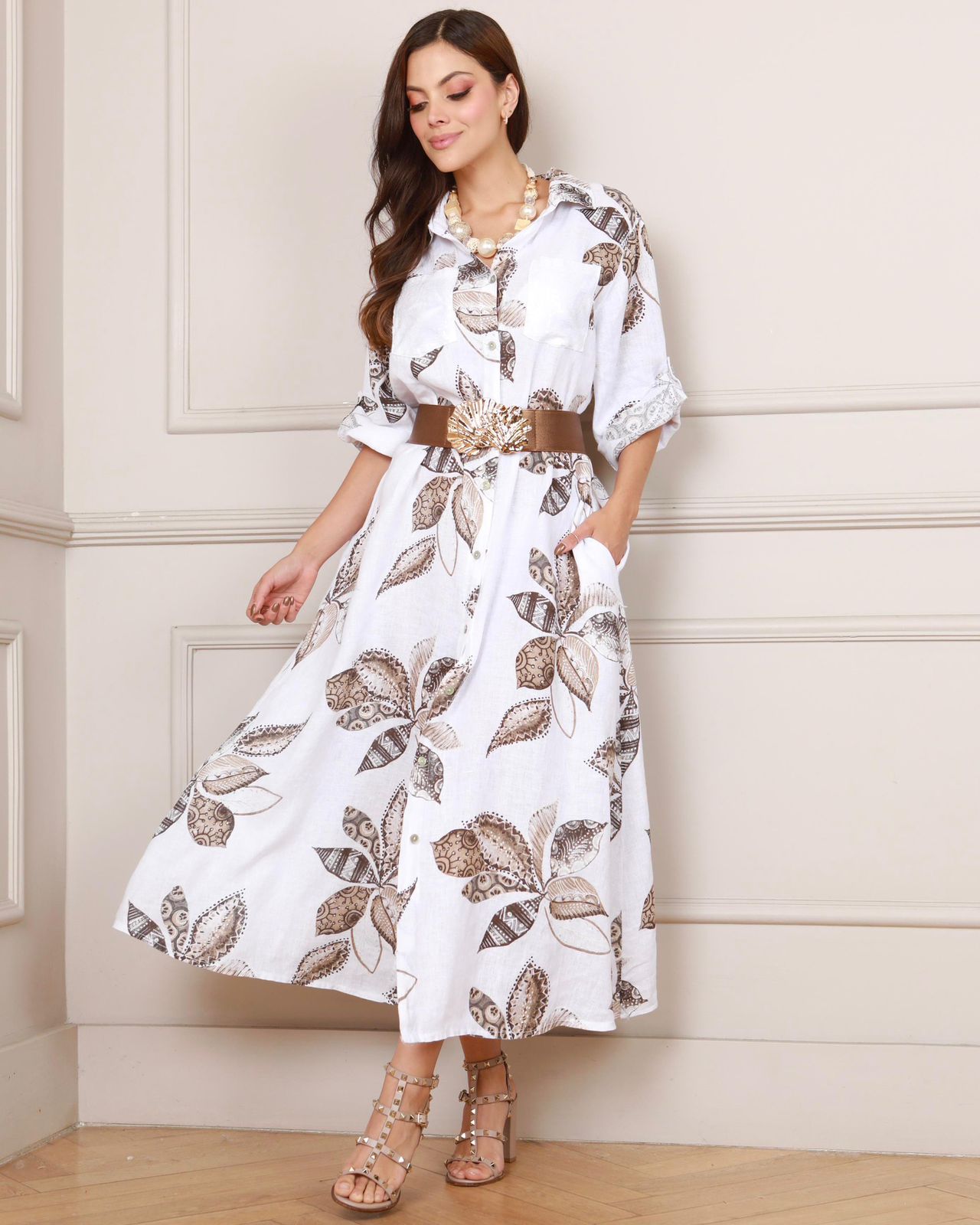 Vestido en Lino con Estampado