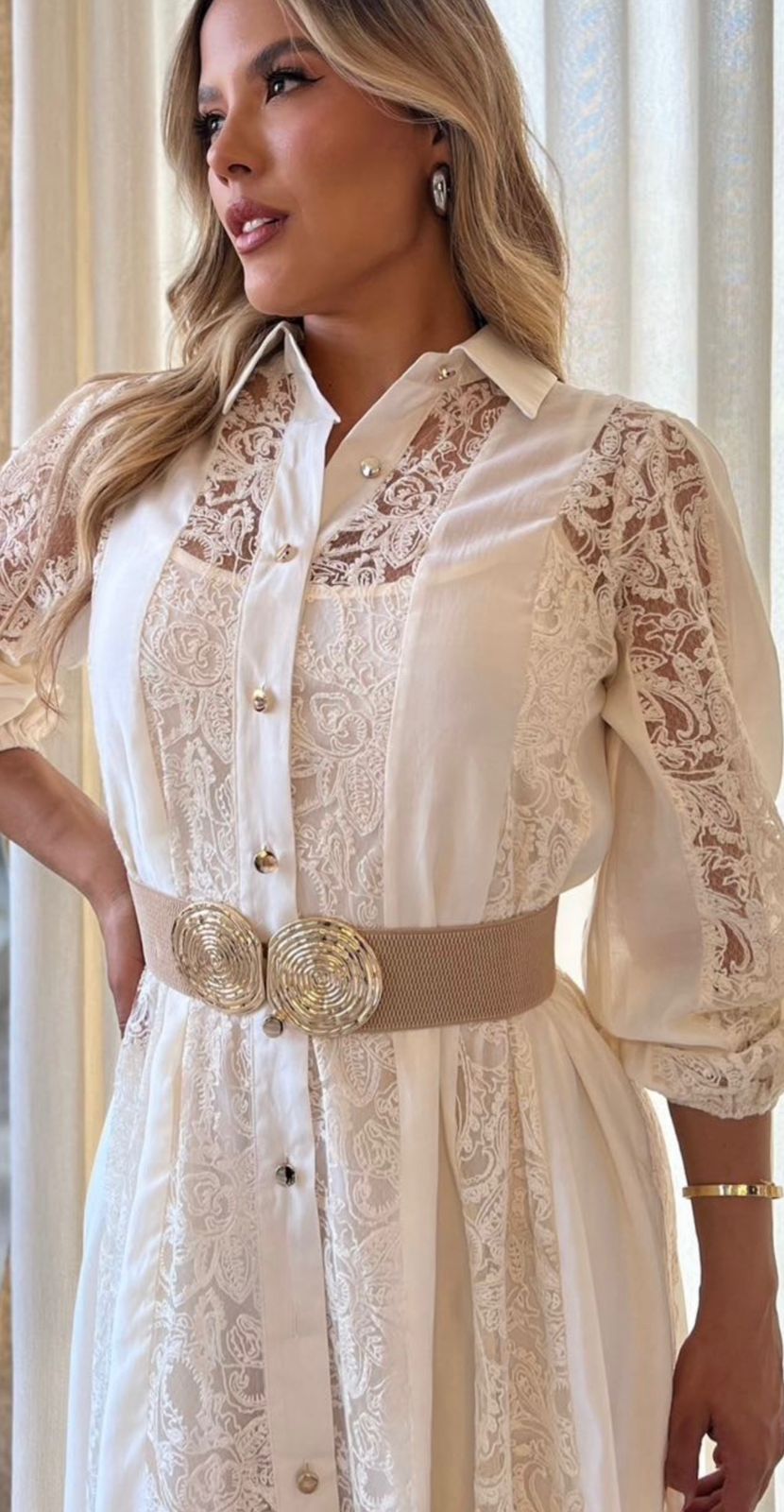 Vestido Elegante Beige en Viscosa