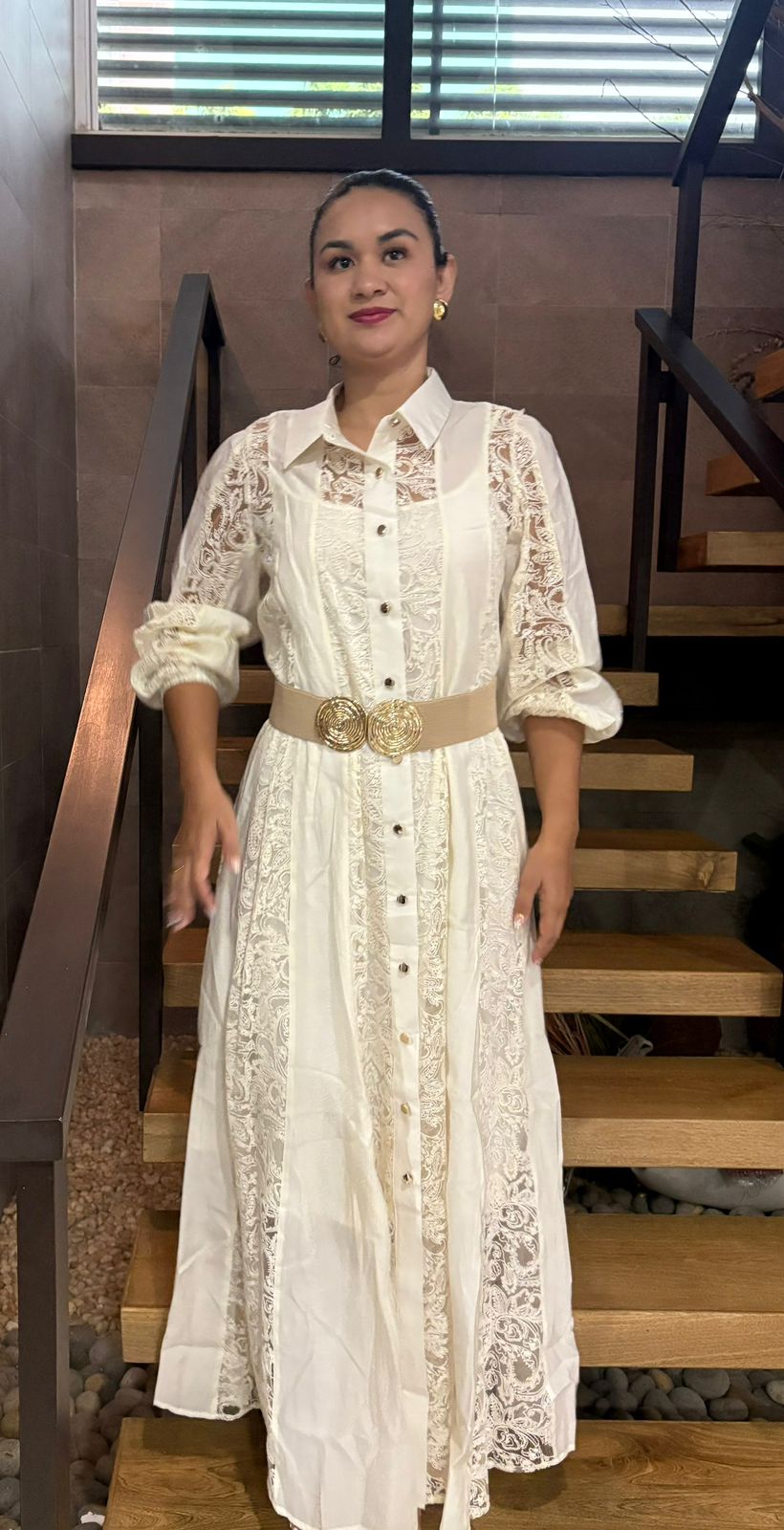 Vestido Elegante Beige en Viscosa