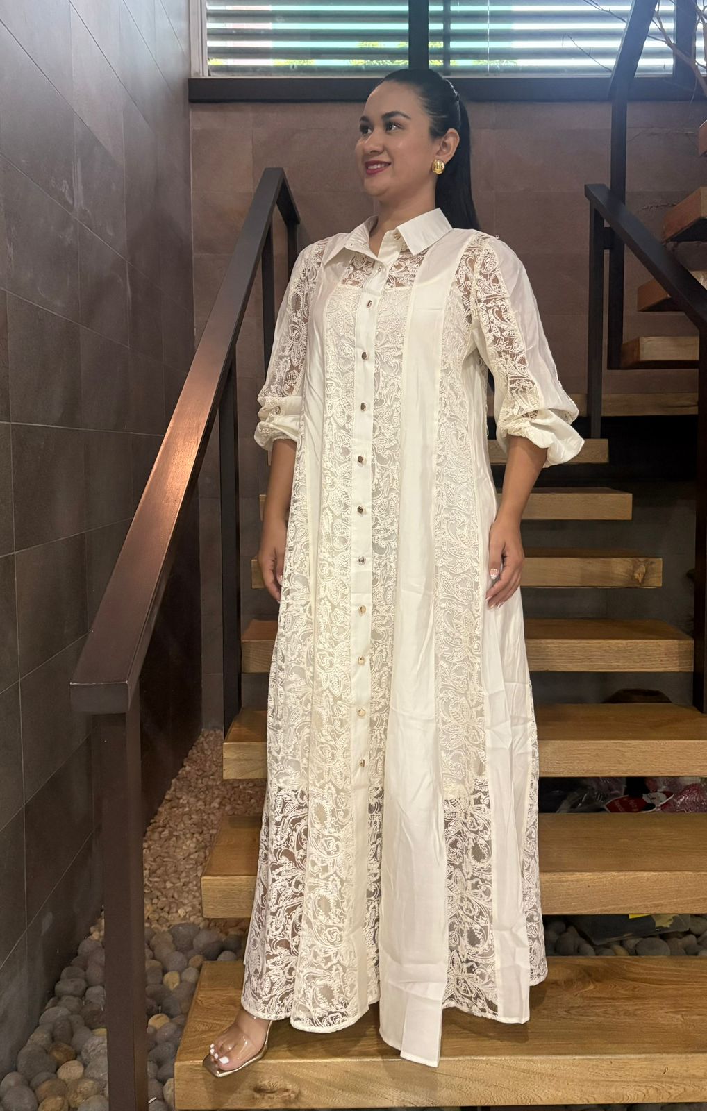 Vestido Elegante Beige en Viscosa