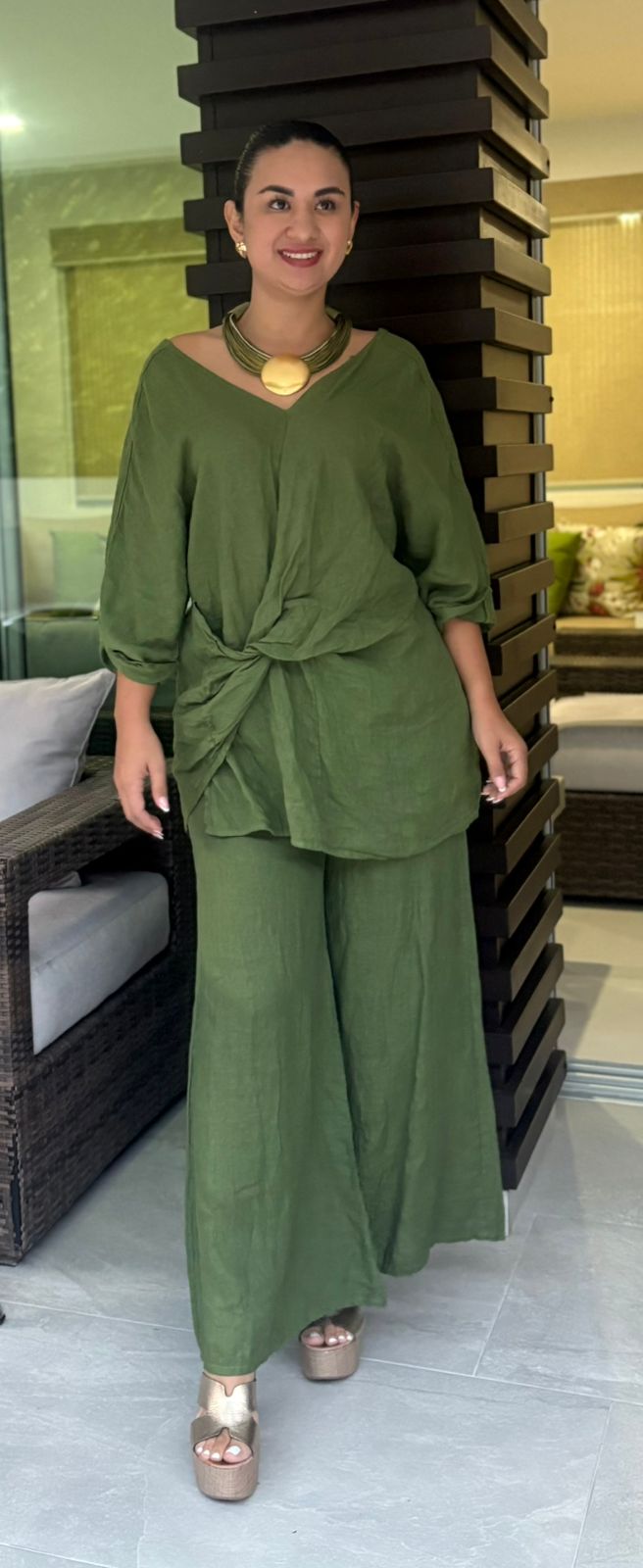 Set Blusa y Pantalón en Lino Europeo